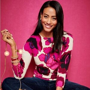 Talbots Audrey Cashmere Sweater in BLOOMING FLORAL, SZ XL